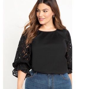 ELOQUII Elements | Burnout Textured Sleeve Top